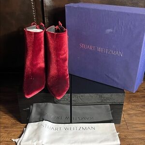 Stuart Weitzman Crimson Velvet Boots